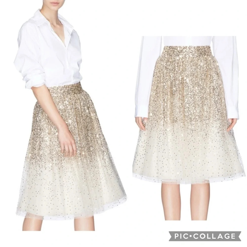 NWT ALICE + OLIVIA CATRINA SEQUIN TULLE SKIRT